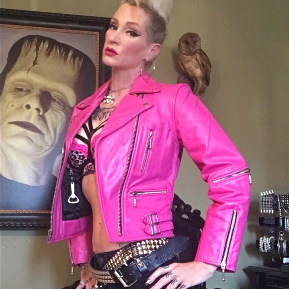 Straight to Hell pink leather jacket! RARE!!