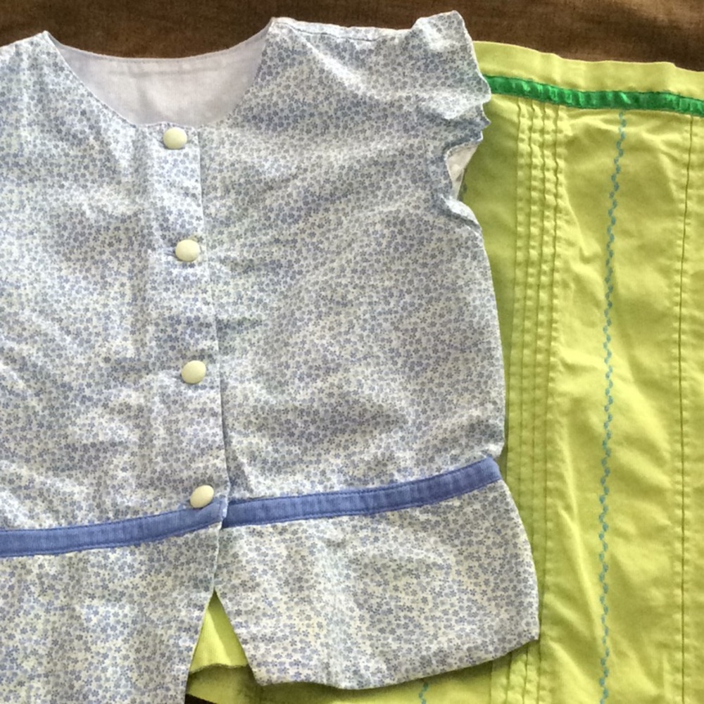 Anavini 5T girl blue green floral top & skirt