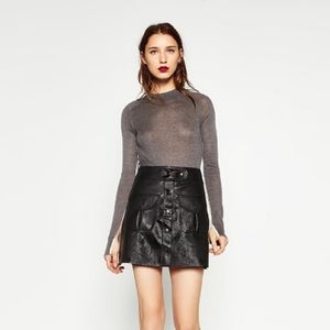 Black Faux Leather Mini Skirt