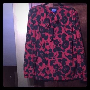 Red and black tunic blouse