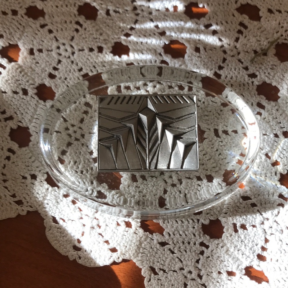 Glass & fine pewter paper weight