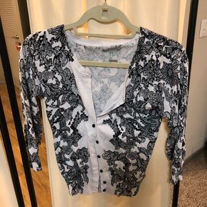 Black and white floral cardigan