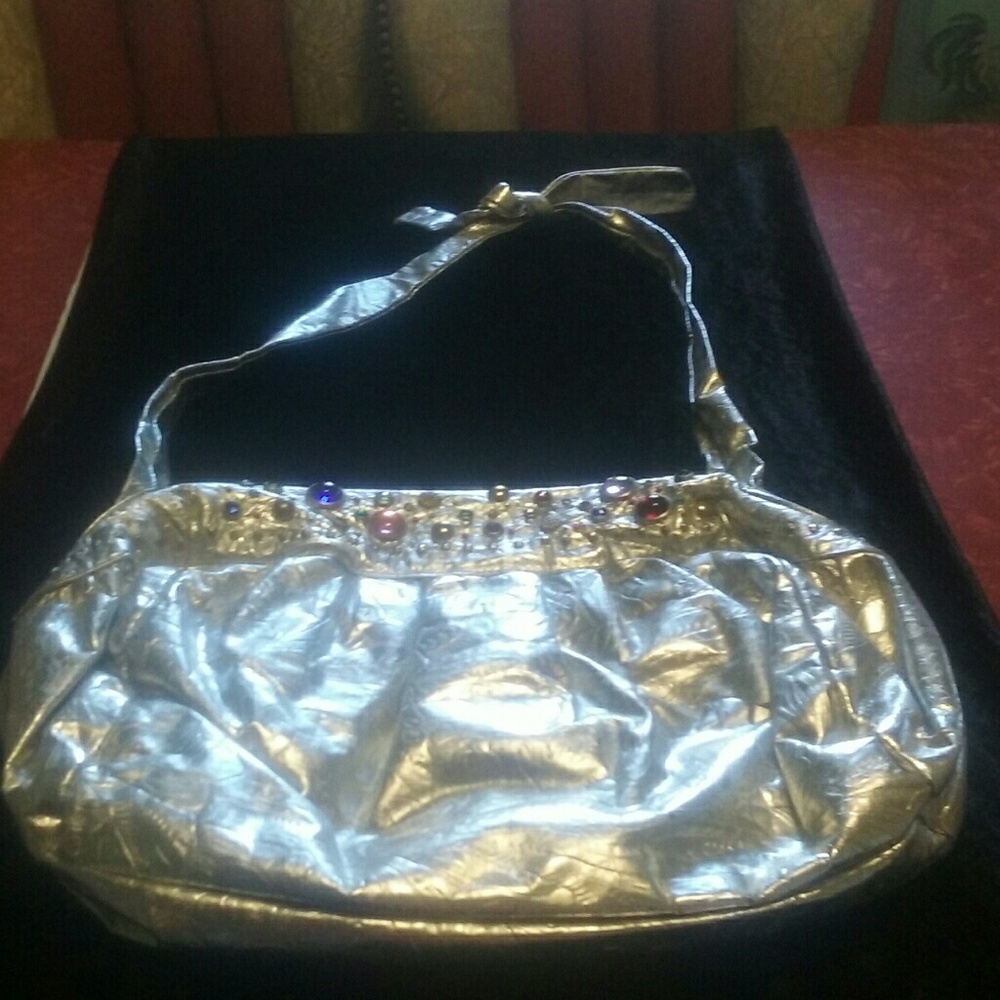 Silver with Multi-Colored Stones Ladies Handbag