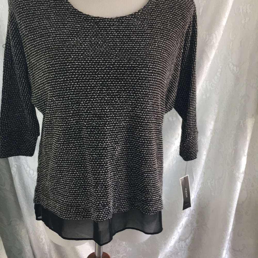 Women’s Alfani Pullover Blouse Black Silver