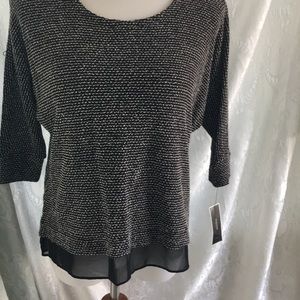 Women’s Alfani Pullover Blouse Black Silver