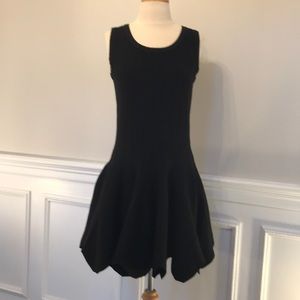 NWT JONATHAN SIMKHAI Black Dress Mini Knit RuffleM