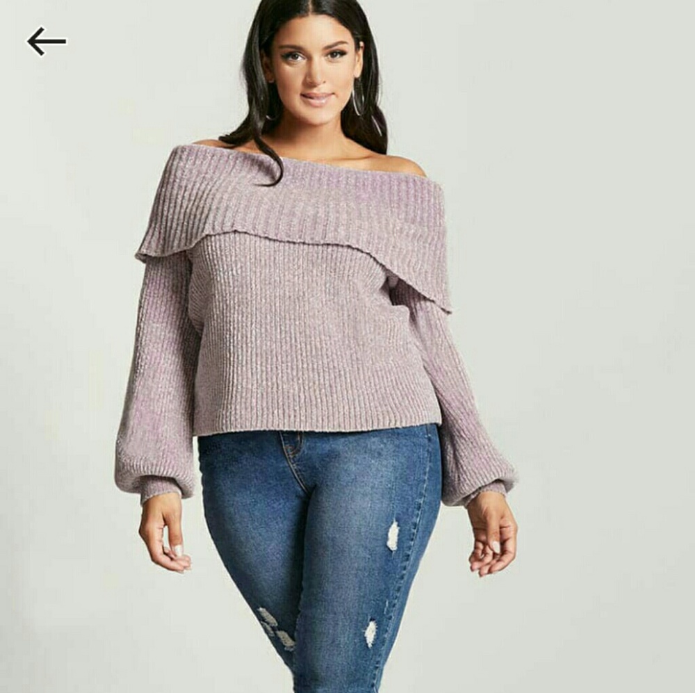 Chenille "Off The Shoulder" Sweater FOREVER 21+