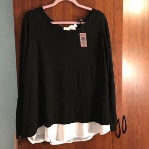 NWT. Black/ivory sweater w/ back tie detail