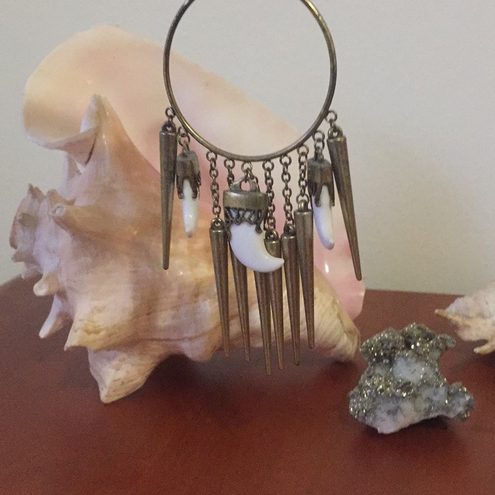 Hoop earrings with tribal detailing