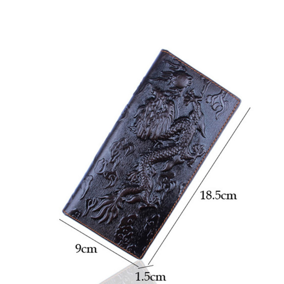 Men's Fashion Dragon Print Business Long Wallet - Picture 2 of 7