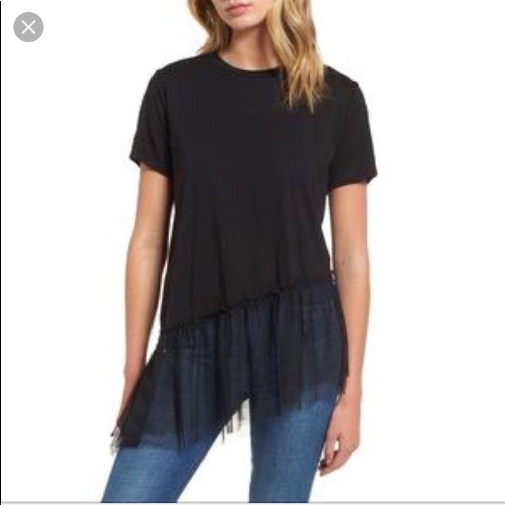 Lush Asymmetrical Tulle Hem Tee