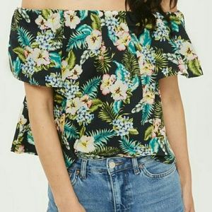 TOPSHOP Floral Off the Shoulder Top NWT