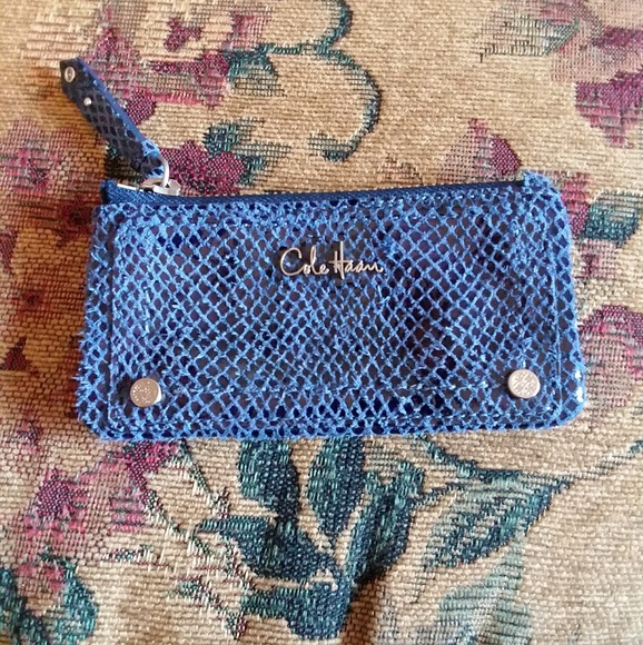 Blue suede snake Cole Haan coin wallet - Picture 1 of 4