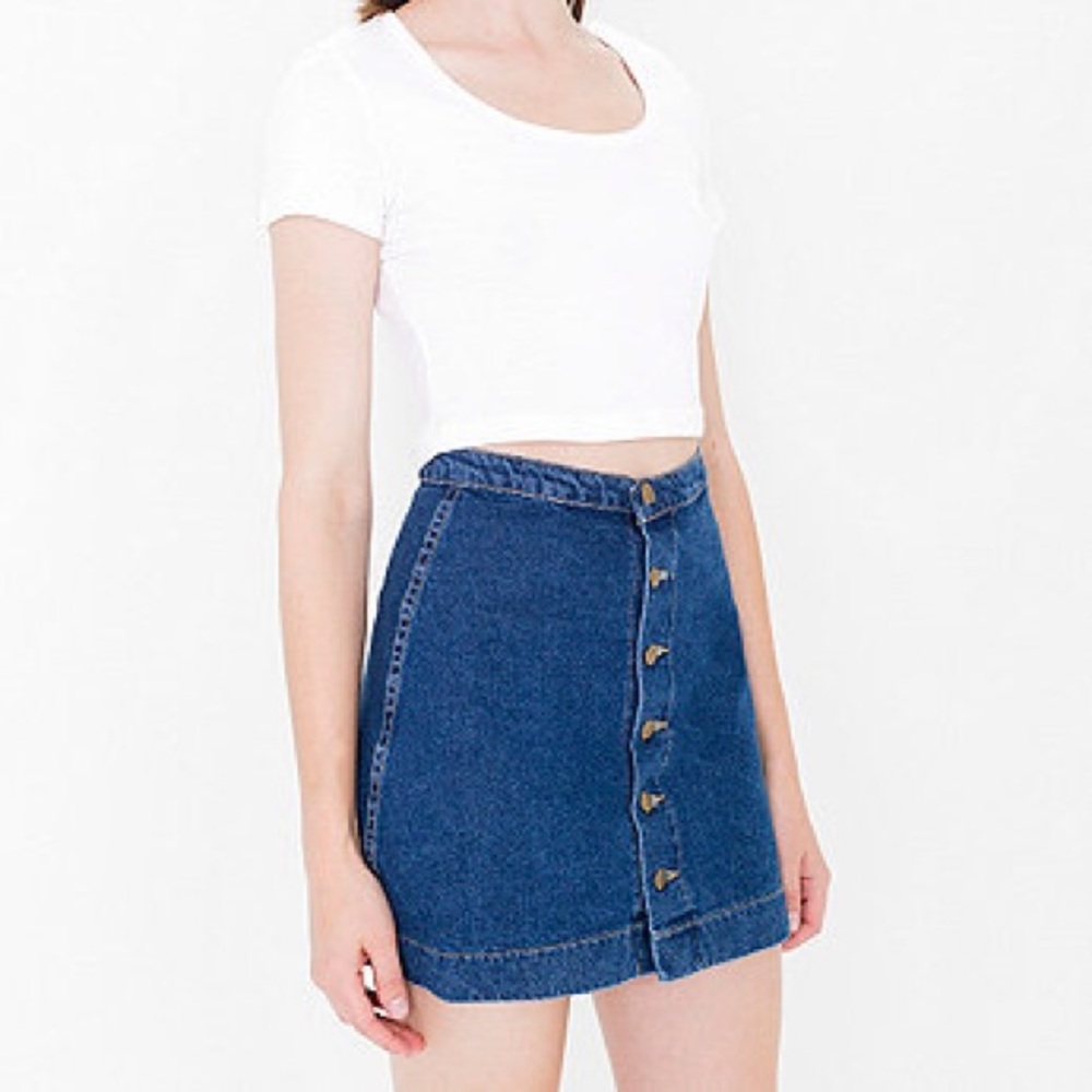 American Apparel A-line button denim mini skirt S