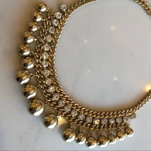 Gold clear crystal Choker collar necklace