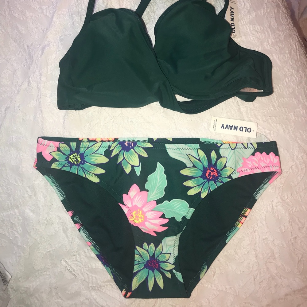 Teal Floral Bikini
