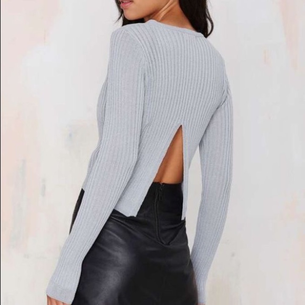 NWT Open Back Ribbed Top Sweater