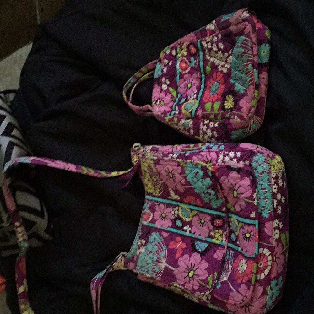 Vera Bradley Purple Flower Print Purse/ Lunch Bag