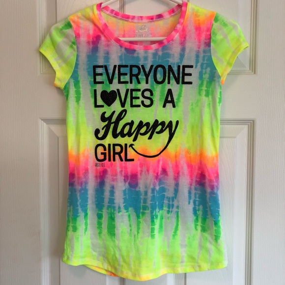 Justice Tie Dye Happy Girl Tee 