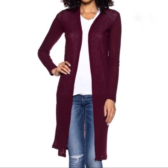 3 for $30! Burgundy Duster Sweater Cardigan Red - Picture 2 of 3