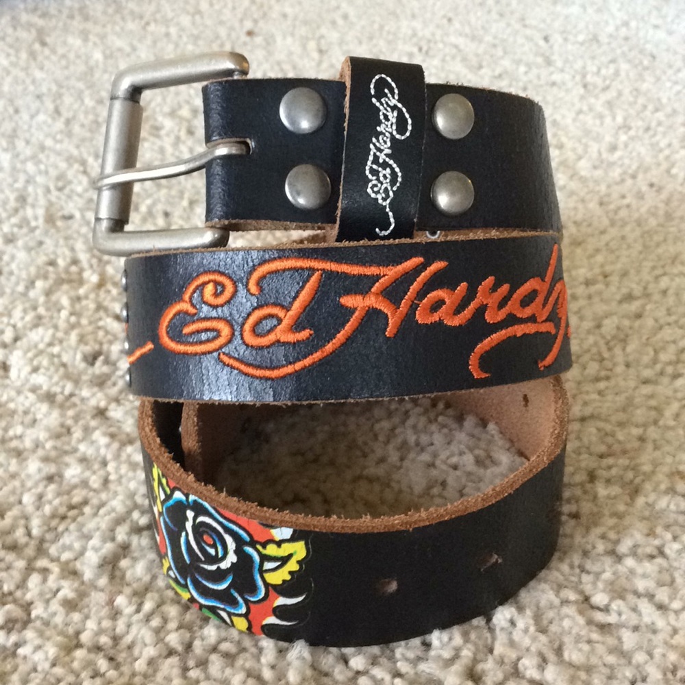 Ed Hardy genuine leather belt