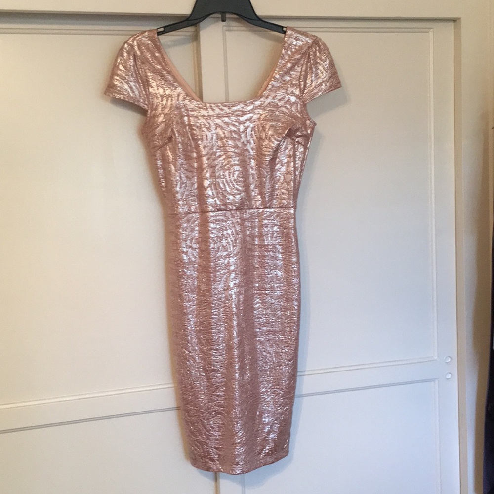 Pink & Metallic Rose Cocktail Dress