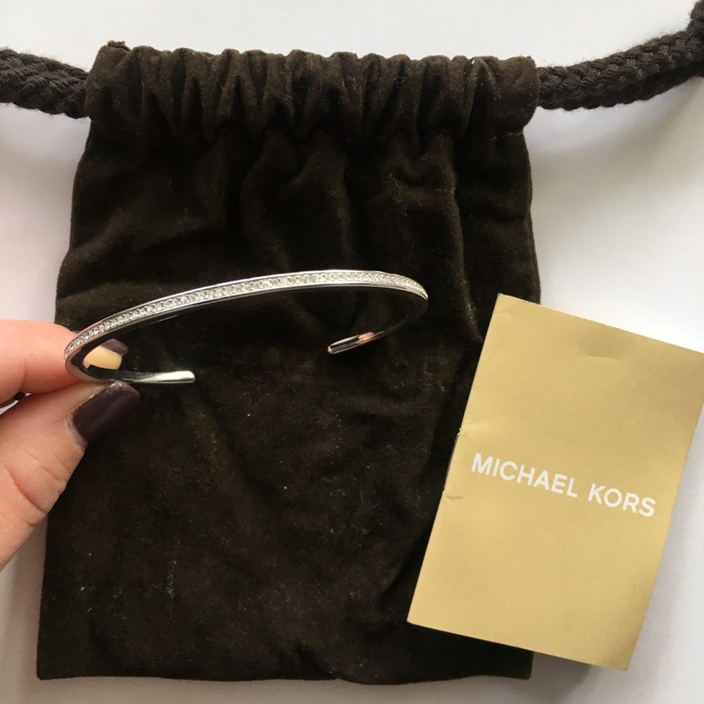 Micheal Kors Silvertone Pave Open Cuff