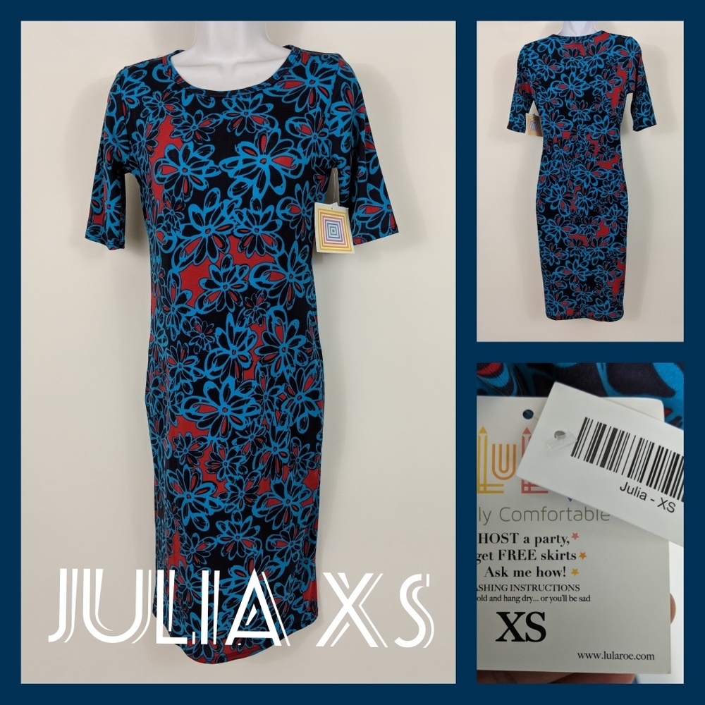 🦄 NWT LuLaRoe Julia Blue Floral Dress