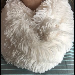 Faux fur infinity scarf, cream.  NWT