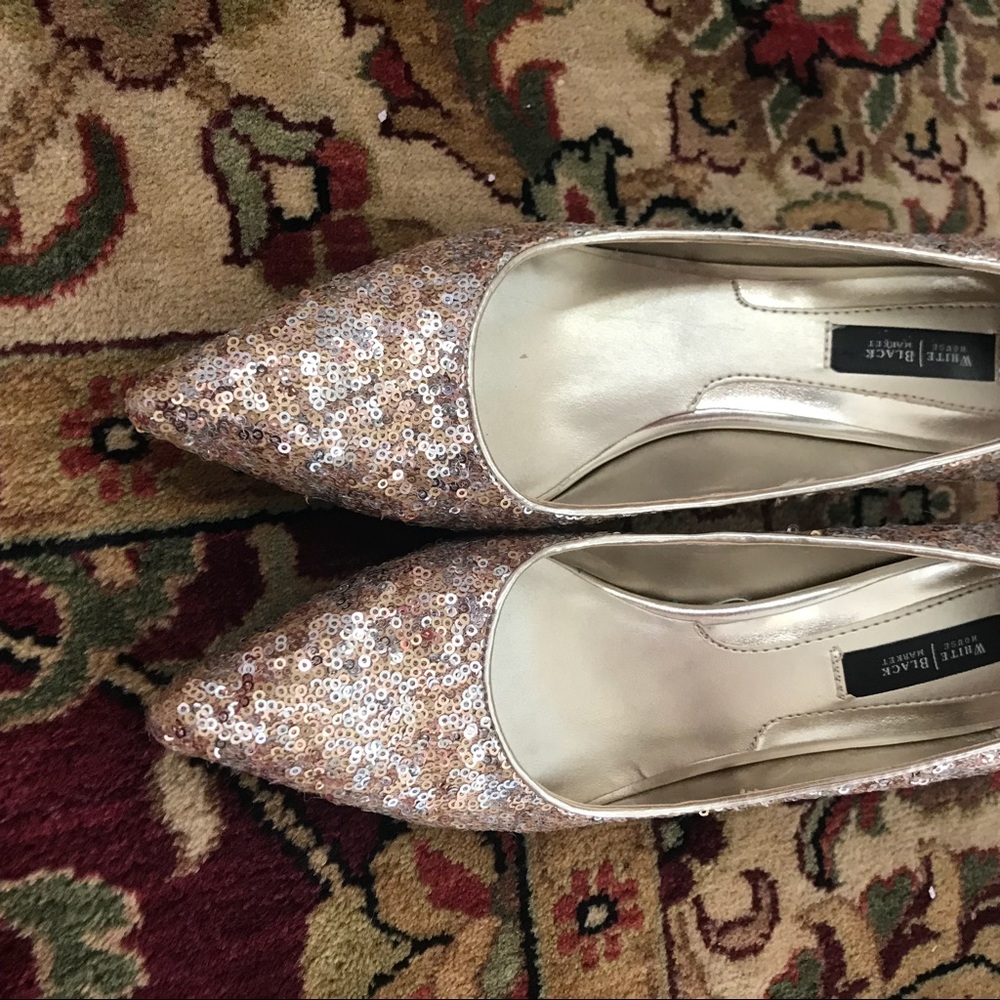 🎉Gold sequined heels,EUC
