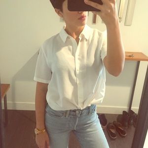 1 day Sale! Simple white button up blouse
