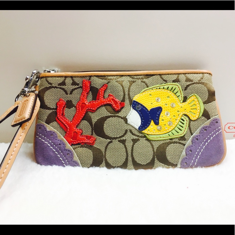 Coach Signature Resort Fish Wristlet 6963
