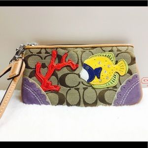 Coach Signature Resort Fish Wristlet 6963