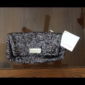 NWT, Victoria’s Secret black/silver sequin clutch