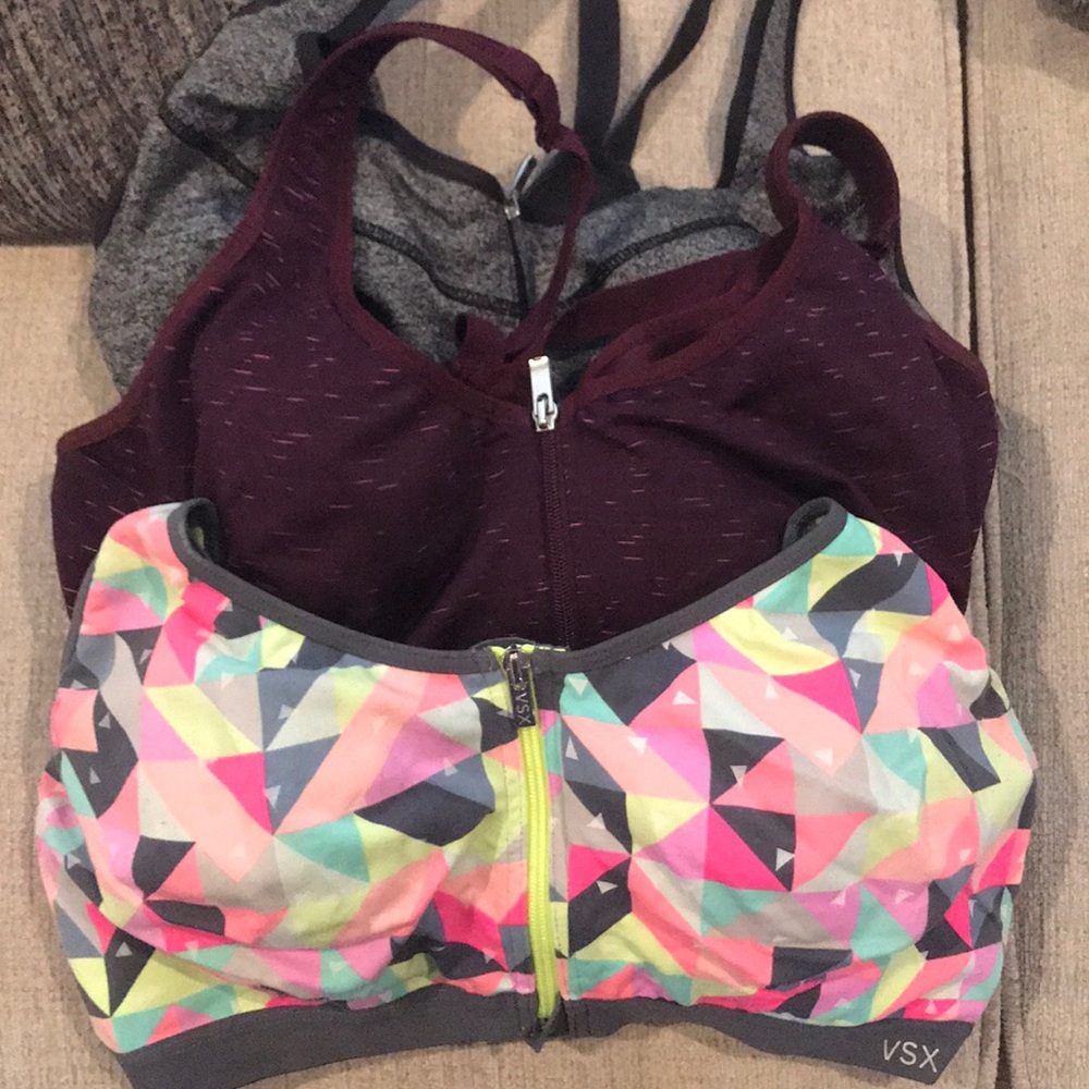 (3) Victoria Secret front zip sports bras