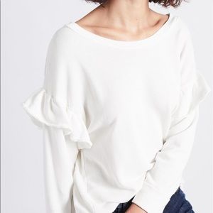Current Elliott Ruffle Sweatshirt in Star White