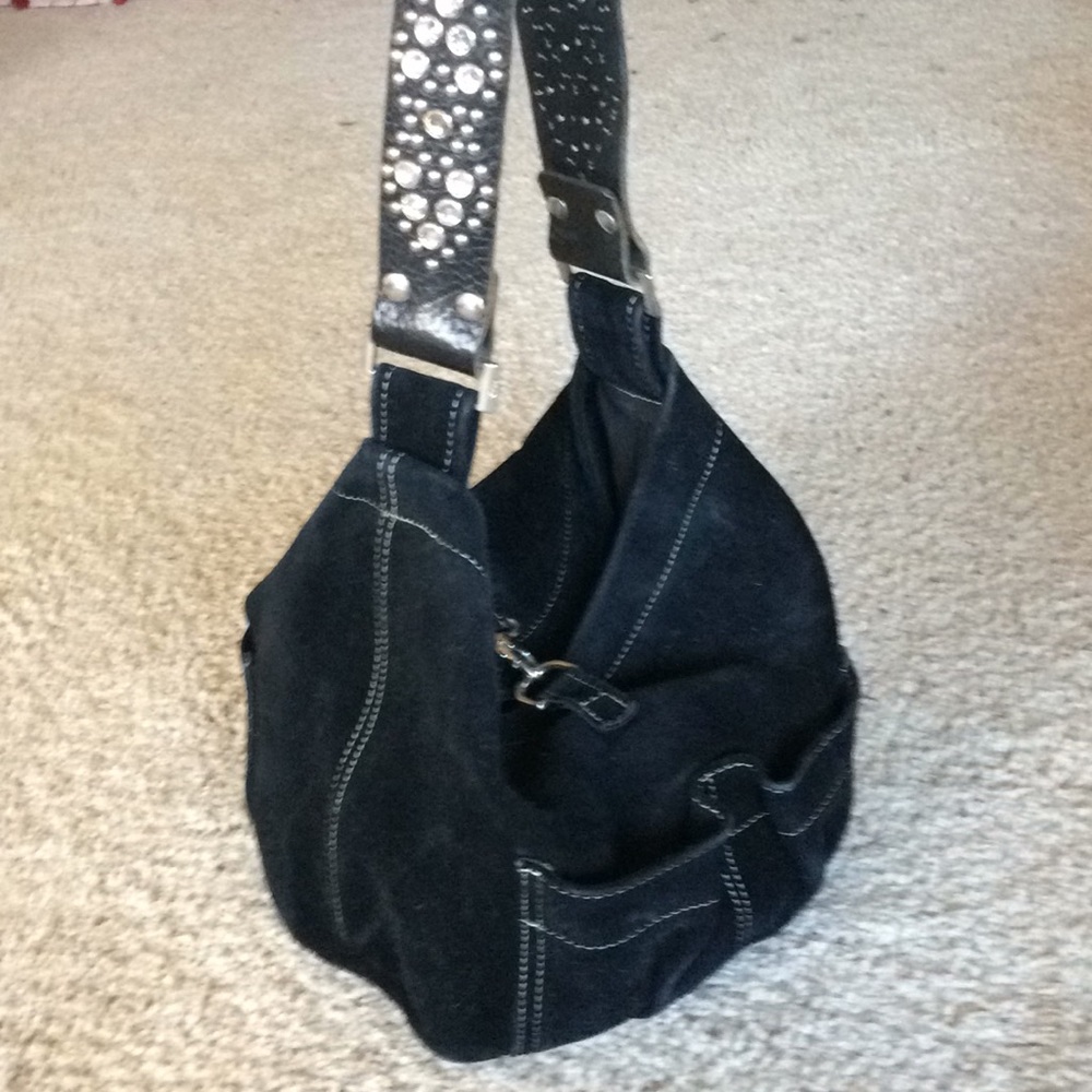 Black suede Tylie Malibu bag