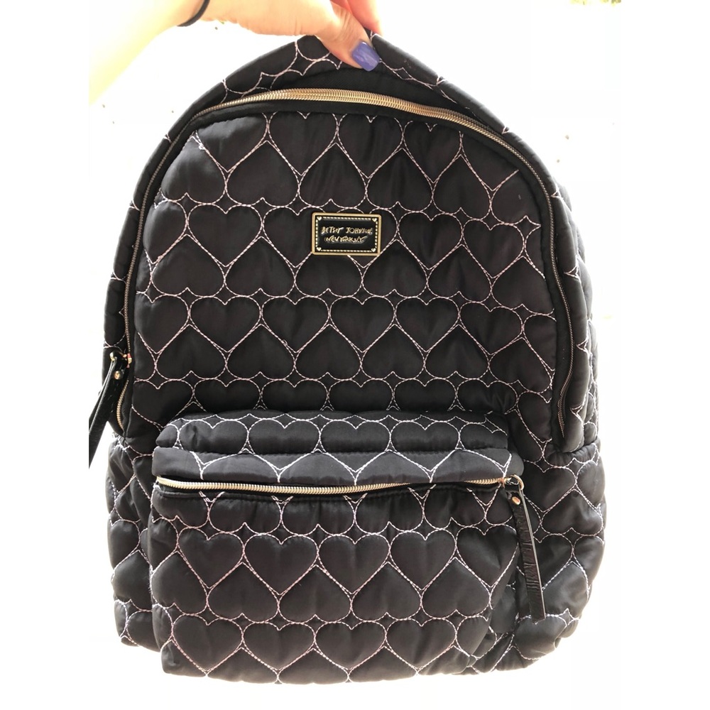 Betsy Johnson backpack! Black with cute hearts