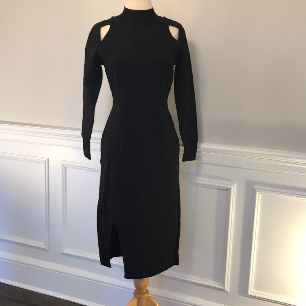 NWT Jonathan Simkhai Black Lg Sleeve Cutout DressM