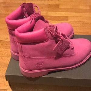 Pink waterproof timberland boots