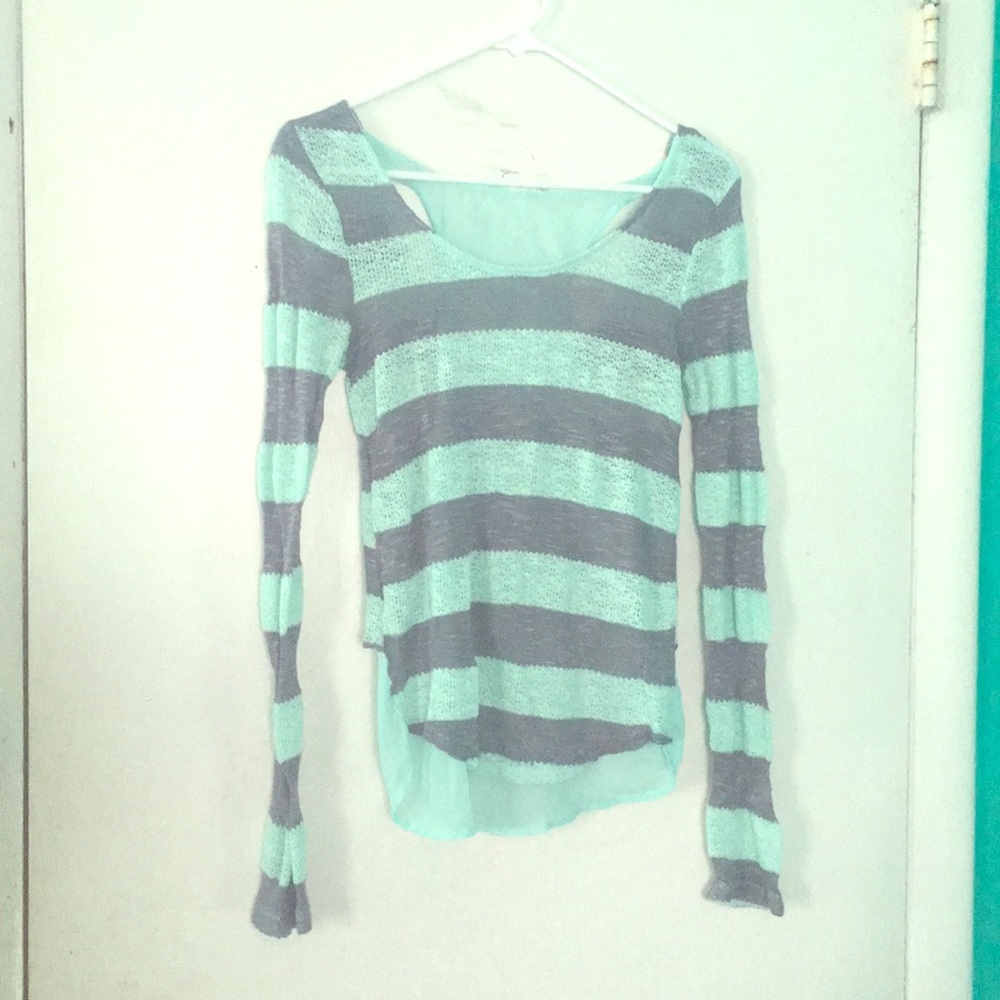 Mint green and grey sweater
