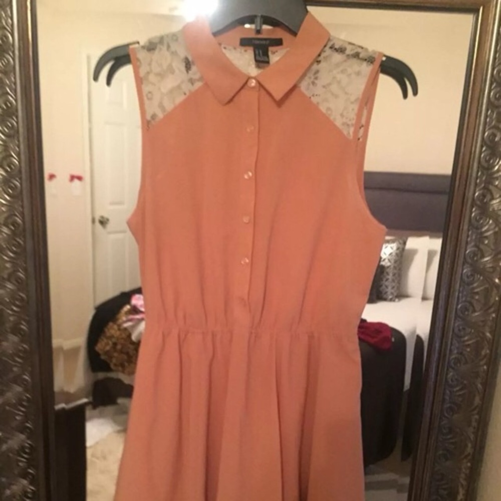 Peach button down dress