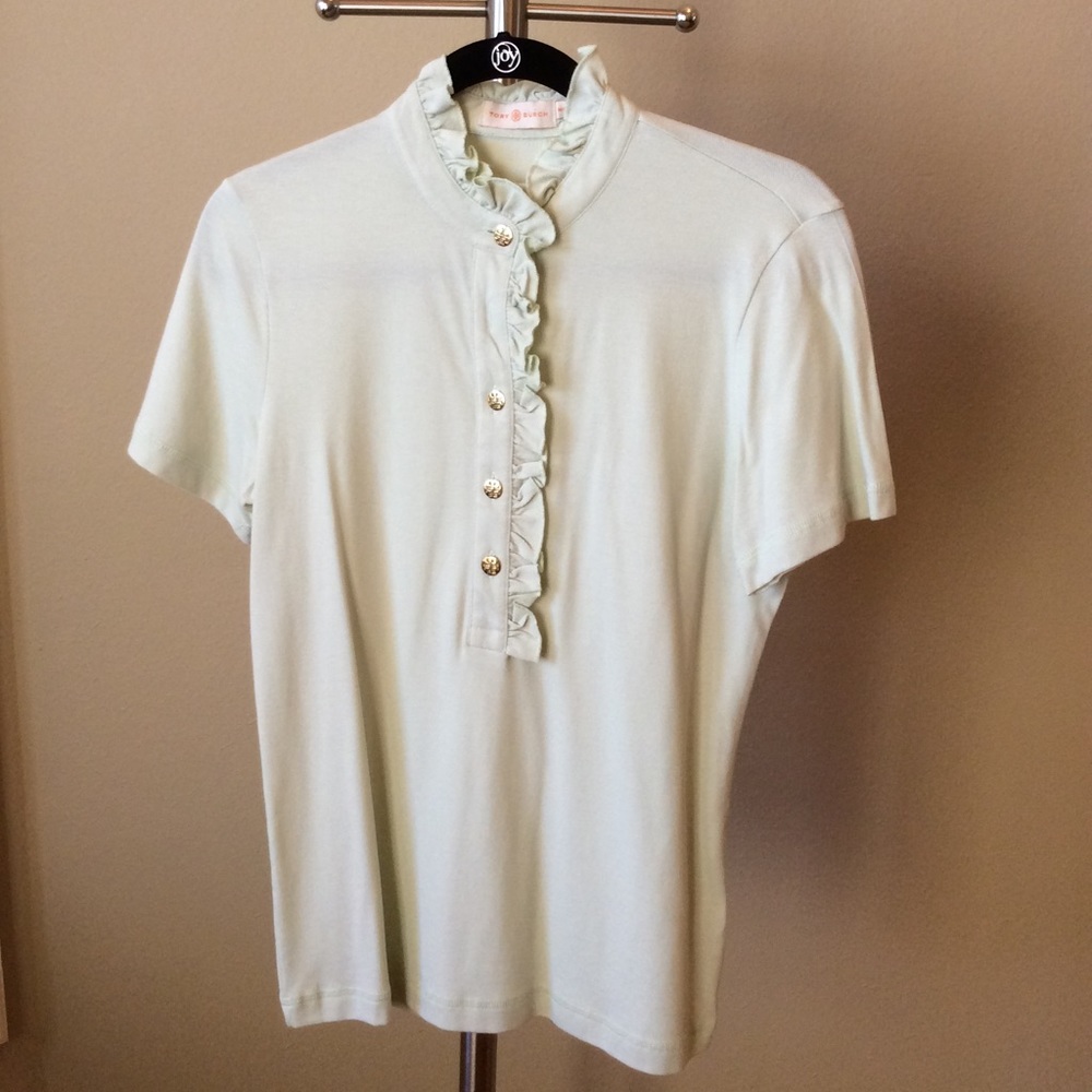 Tory Burch Lidia Rufflecollar Polo Shirt