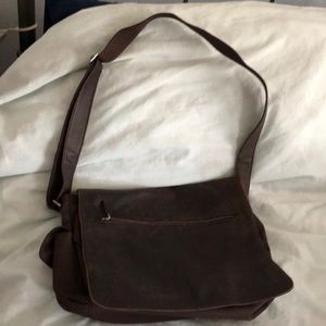 Vintage fossil brown leather messenger bag