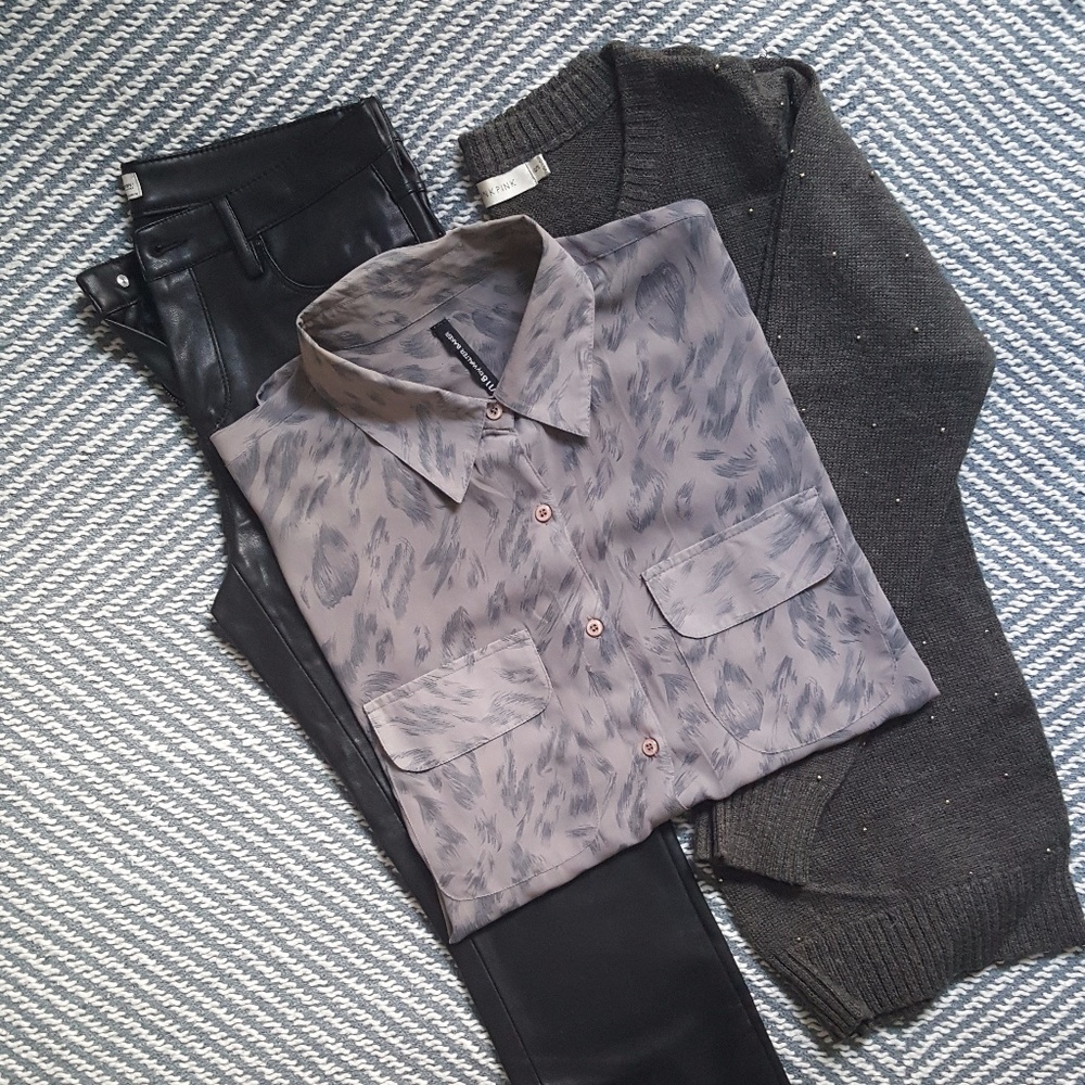 W118 by Walter Baker Juliet Blouse in Grey Cheetah