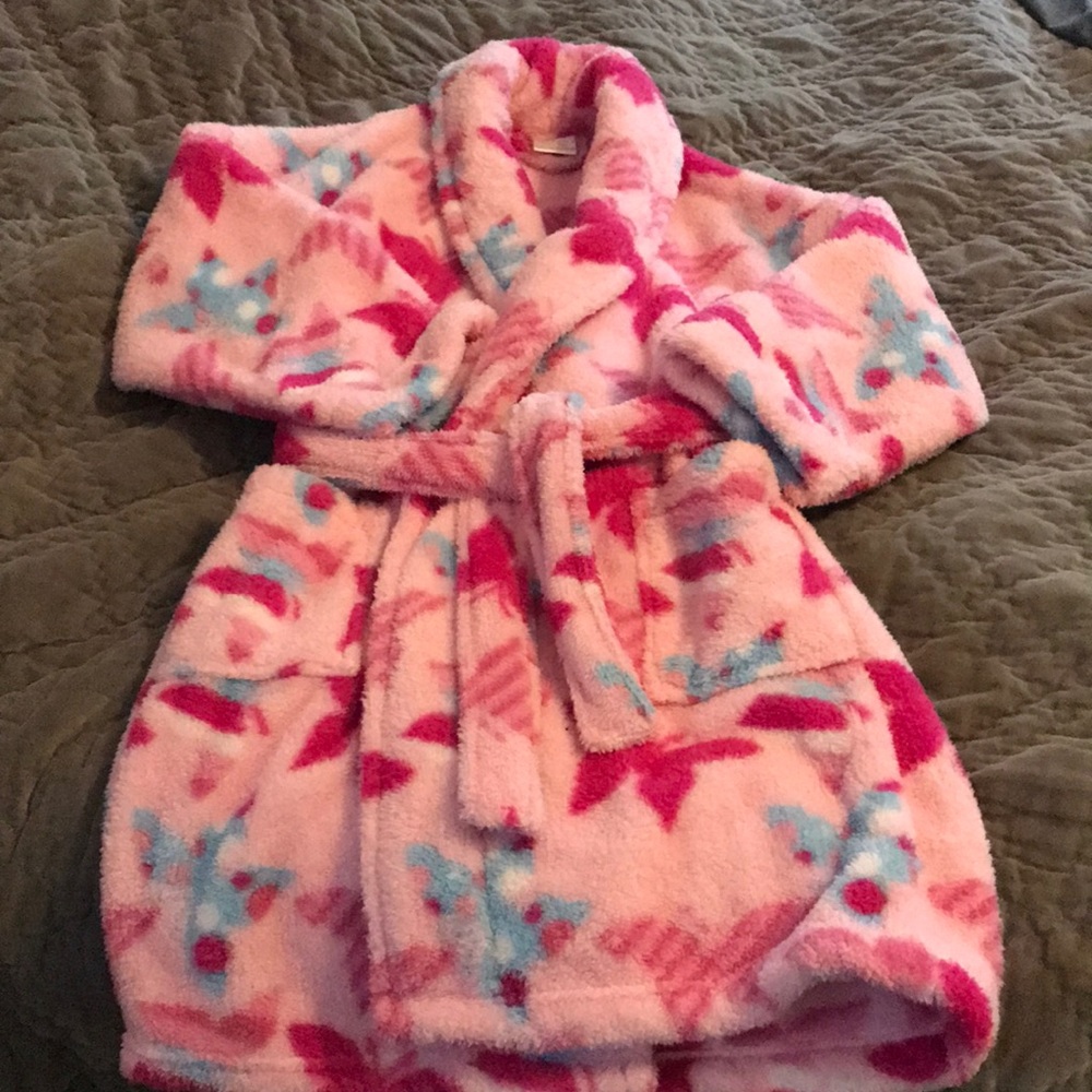 Girls Sz. Large pink butterfly bathrobe