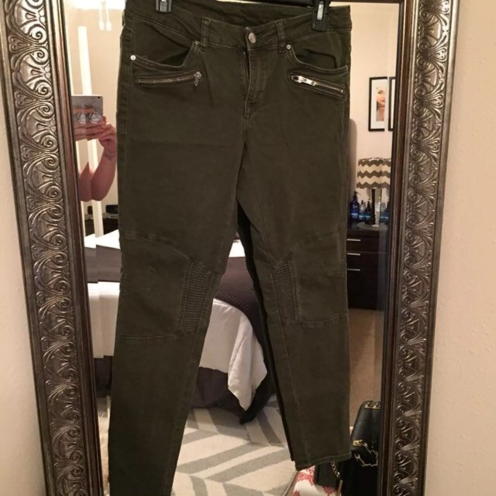Dark green biker pants