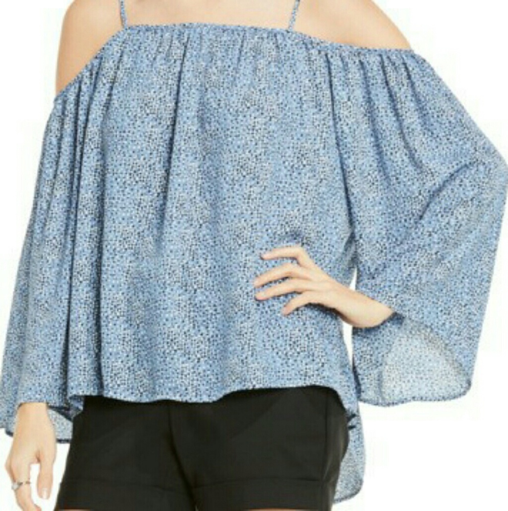 Vince Camuto Print Cold Shoulder Blouse