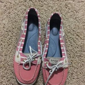NEVER BEEN WORN Pink Striped Sperry Top-Siders