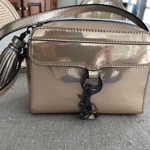 Rebecca Minkoff Metallic Camera Bag in rose gold